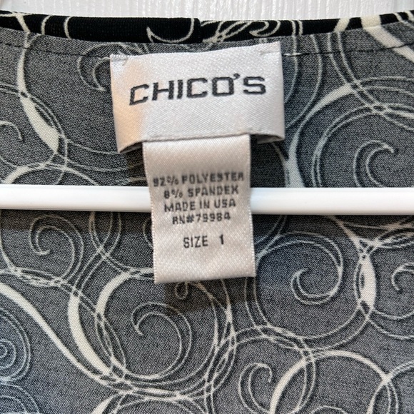 Chico's Side Cinch Sleeveless Dress Ruffle V Neck Faux Wrap Women's Size 1 M - Picture 3 of 7